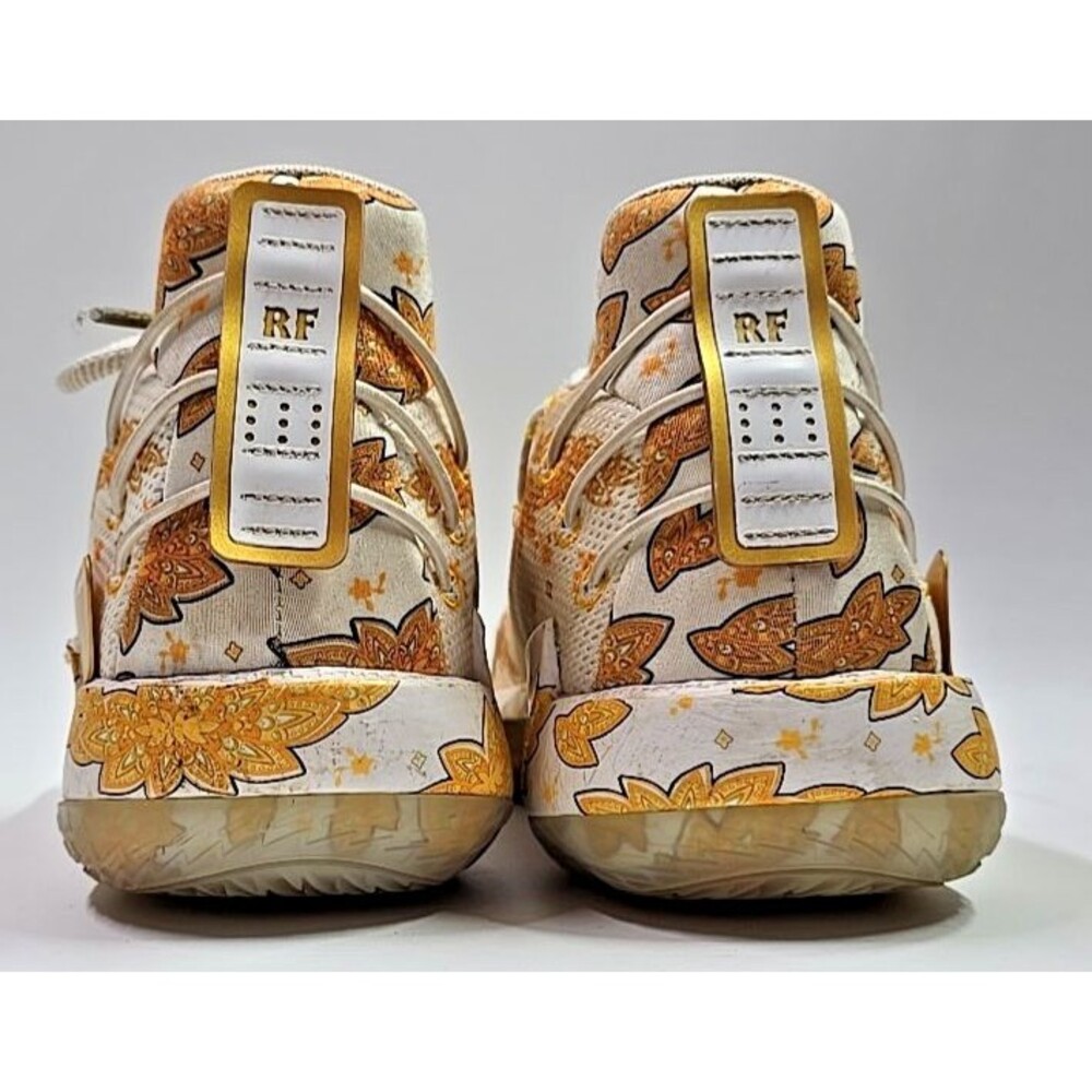 "WOOOOO" Size 7 - adidas FX6616 Ric Flair X Dame 7 White Gold Metallic Pre Owned - Picture 6 of 10